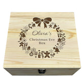 Personalised Wooden Box By KreateSquare Christmas Eve Memory Box Merry Christmas  Any Name Christmas Wreath